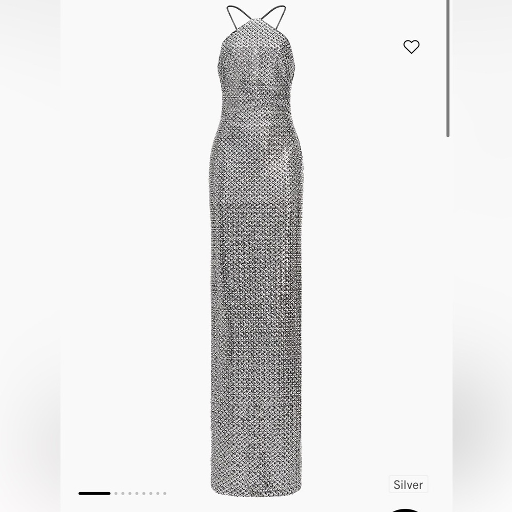 Halston Elegant Silver Evening Gown Size 0